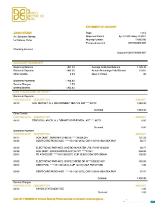 Download Cuba Banco Central de Cuba bank statement word